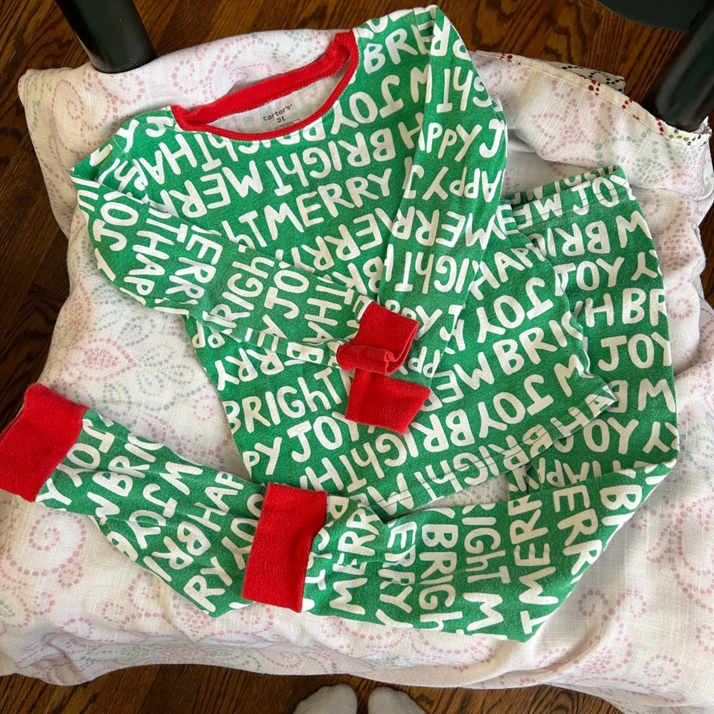 Carter's Festive Green and Red Pajama Set